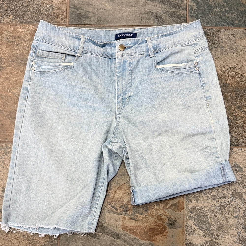 Bandolino Pale Blue Cuffed Denim Bermuda Shorts